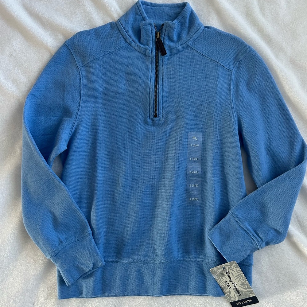 Tommy Bahama Boys’ Blue Half-Zip Midweight Top, size 5/6